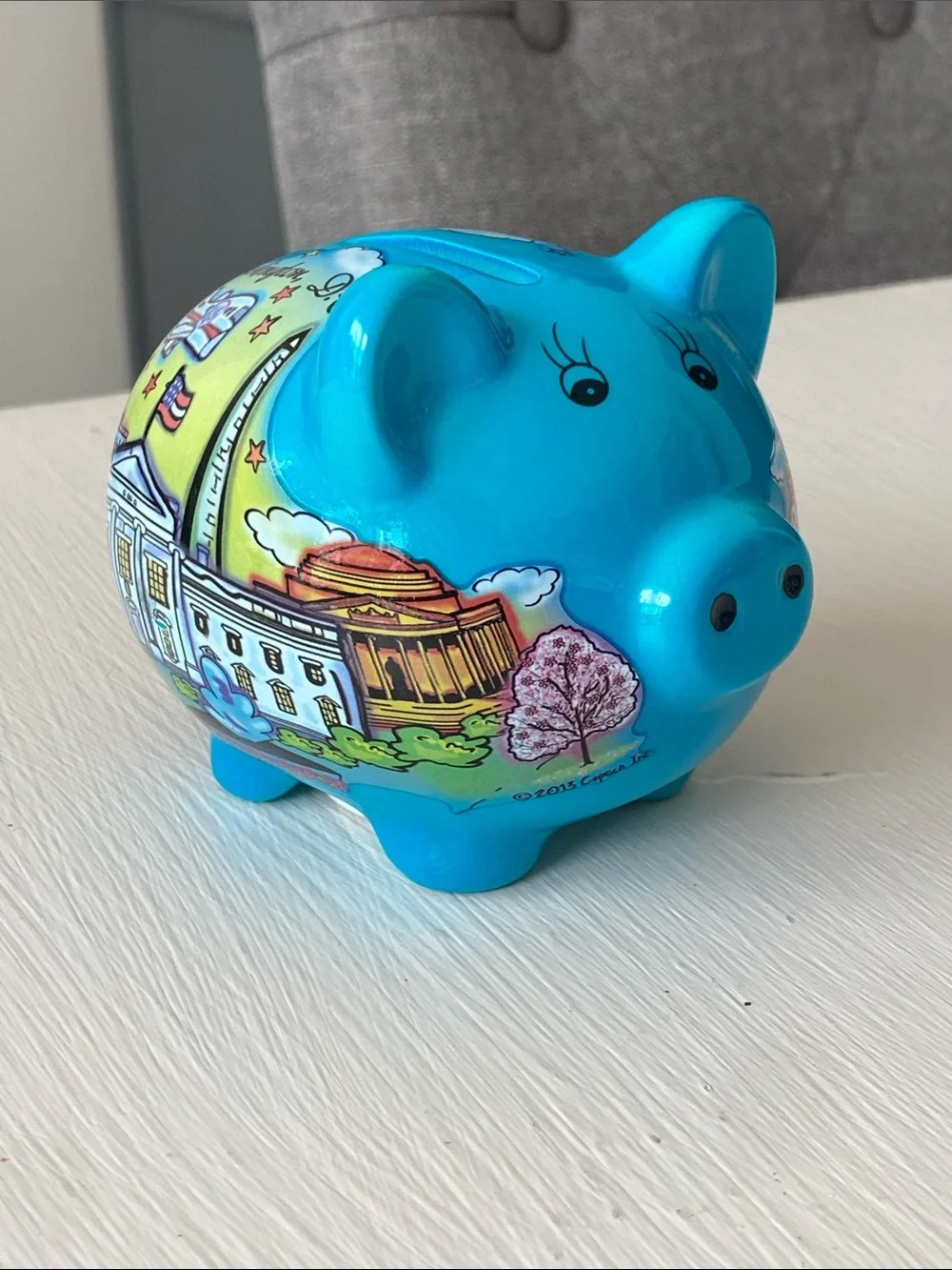 Blue Washington D.C. Piggy Bank - Ceramic Souvenir Coin Bank